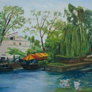 A Leisurely Day aka Regents Canal London 60cmx75cm Oil on Canvas 2018