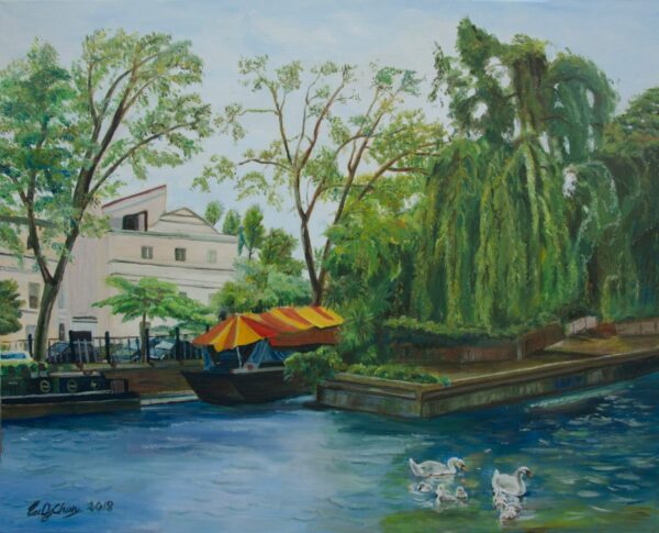 A Leisurely Day aka Regents Canal London 60cmx75cm Oil on Canvas 2018